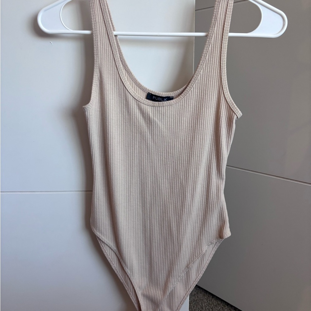 Plush Beige Ribbed Bodysuit